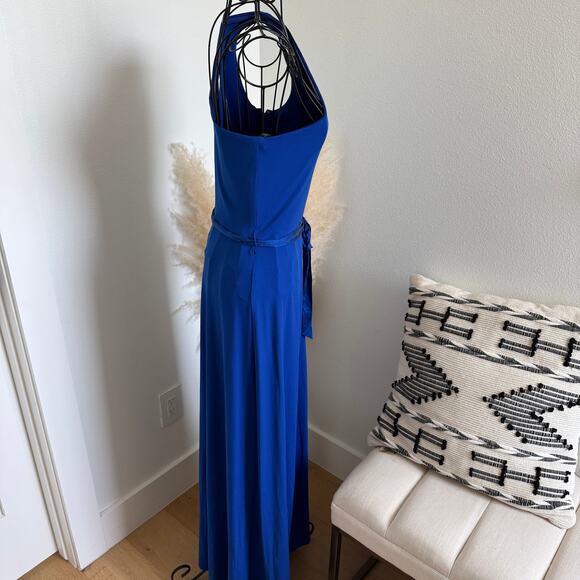 Calvin Klein Royal Blue Draped One Shoulder Classic Asymmetric Gown Size 6 - Picture 2 of 10